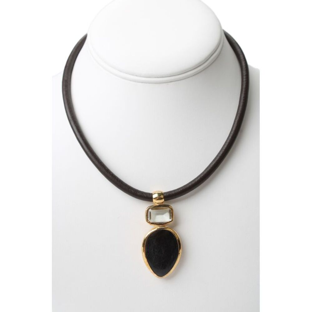 Chan Luu Womens Gold Plated 925 Silver Spectrolite+Prasiolite Totem Necklace 17"